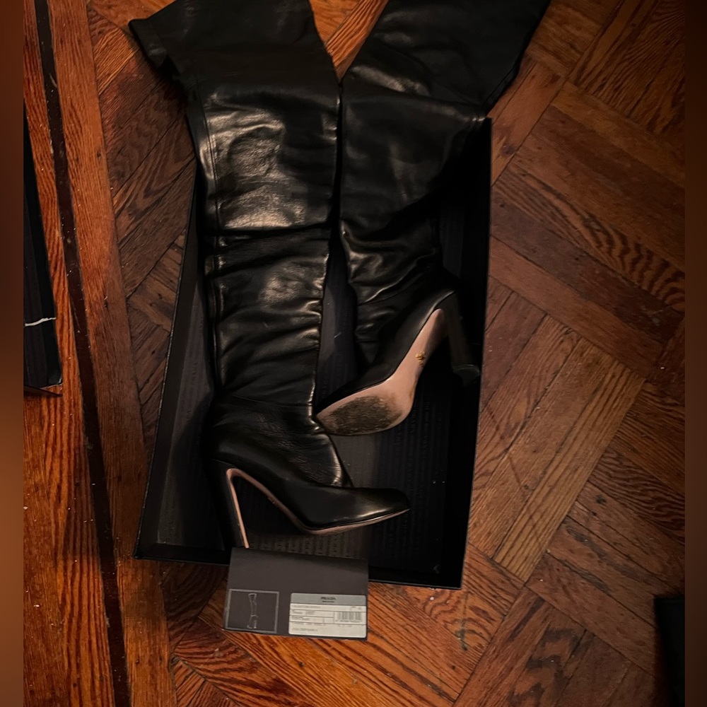 PRADA Thigh high leather boots - vintage and pristine condition BEAUTIFUL!!